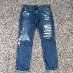 AG Adriano Goldschmied Jeans Womens 28 Blue The Beau Slouchy Skinny Distressed